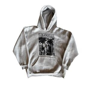 Vintage Hill USA Made XL Los Angeles, CA Heather Gray Hoodie Sweatshirt
